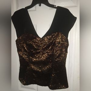 Worthington size 12 large zip up back corset black and gold top